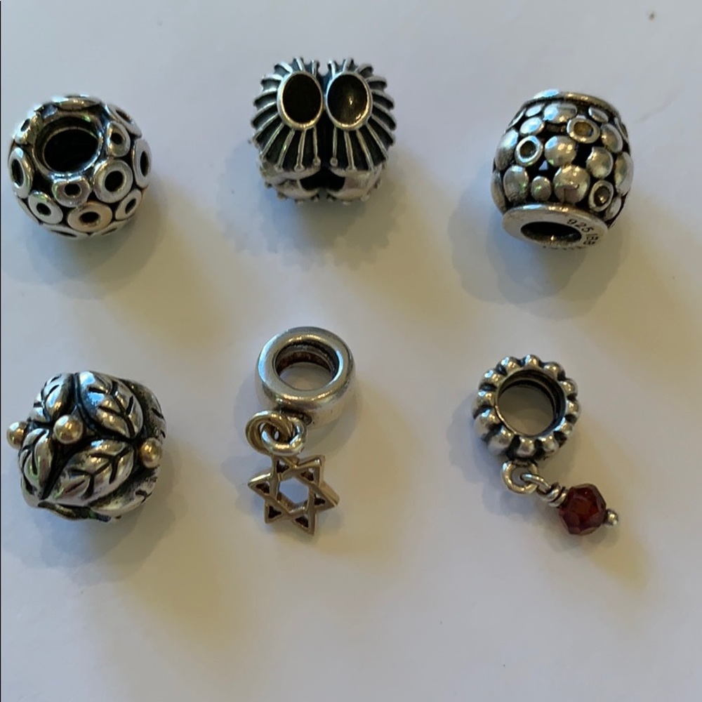 6 Pandora Sterling Silver Charms
